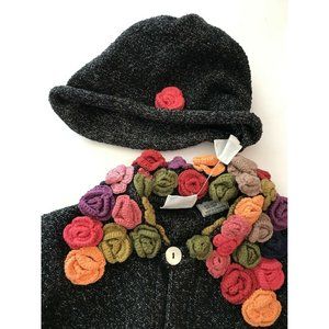 Lele Girls Boutique Crochet Flowers Floral Collar sweater & Hat Size 7/8